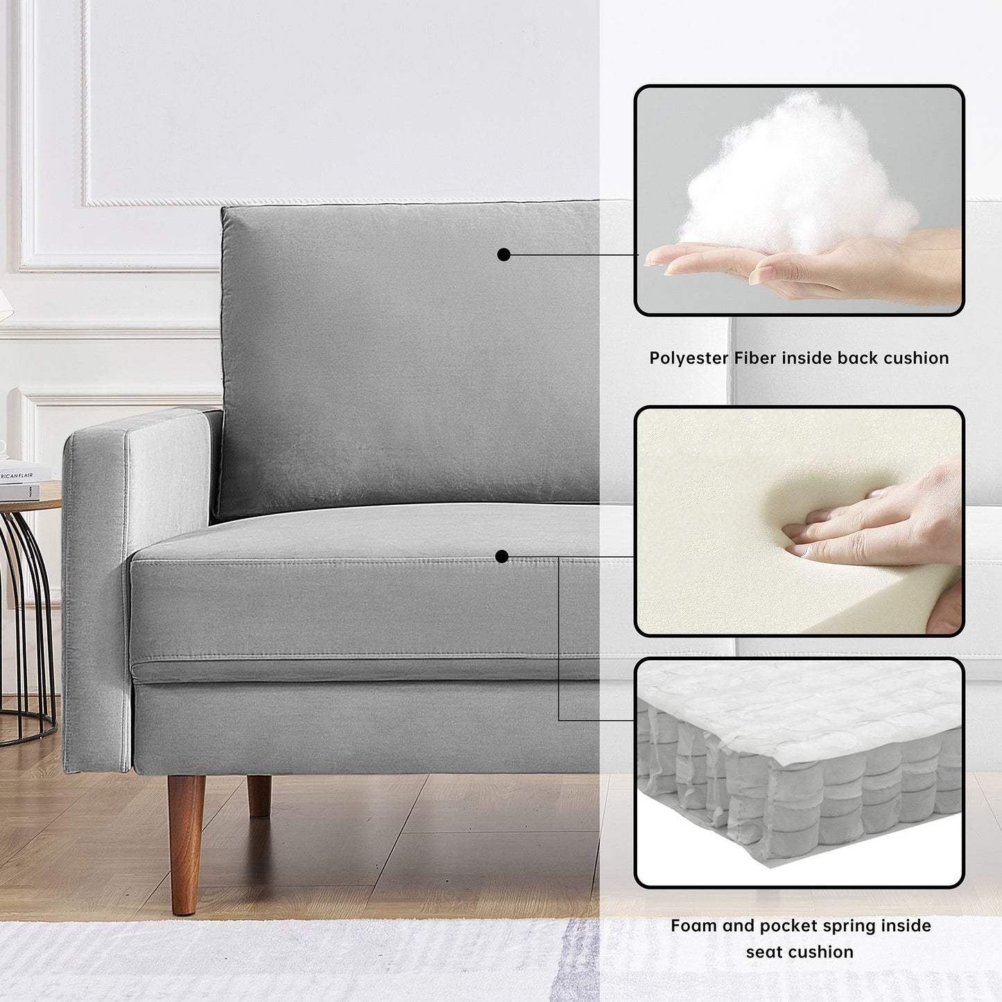 Lovelock 57" Upholstered Square Arm Velvet Loveseat