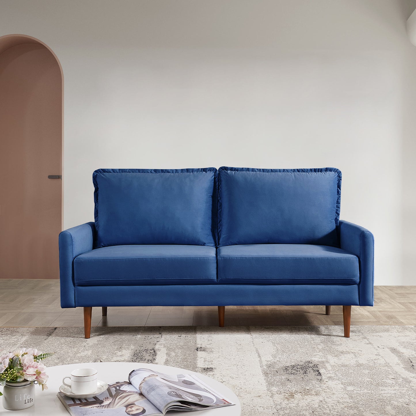 Zephyr 69" Upholstered Velvet Cambered Arm Sofa