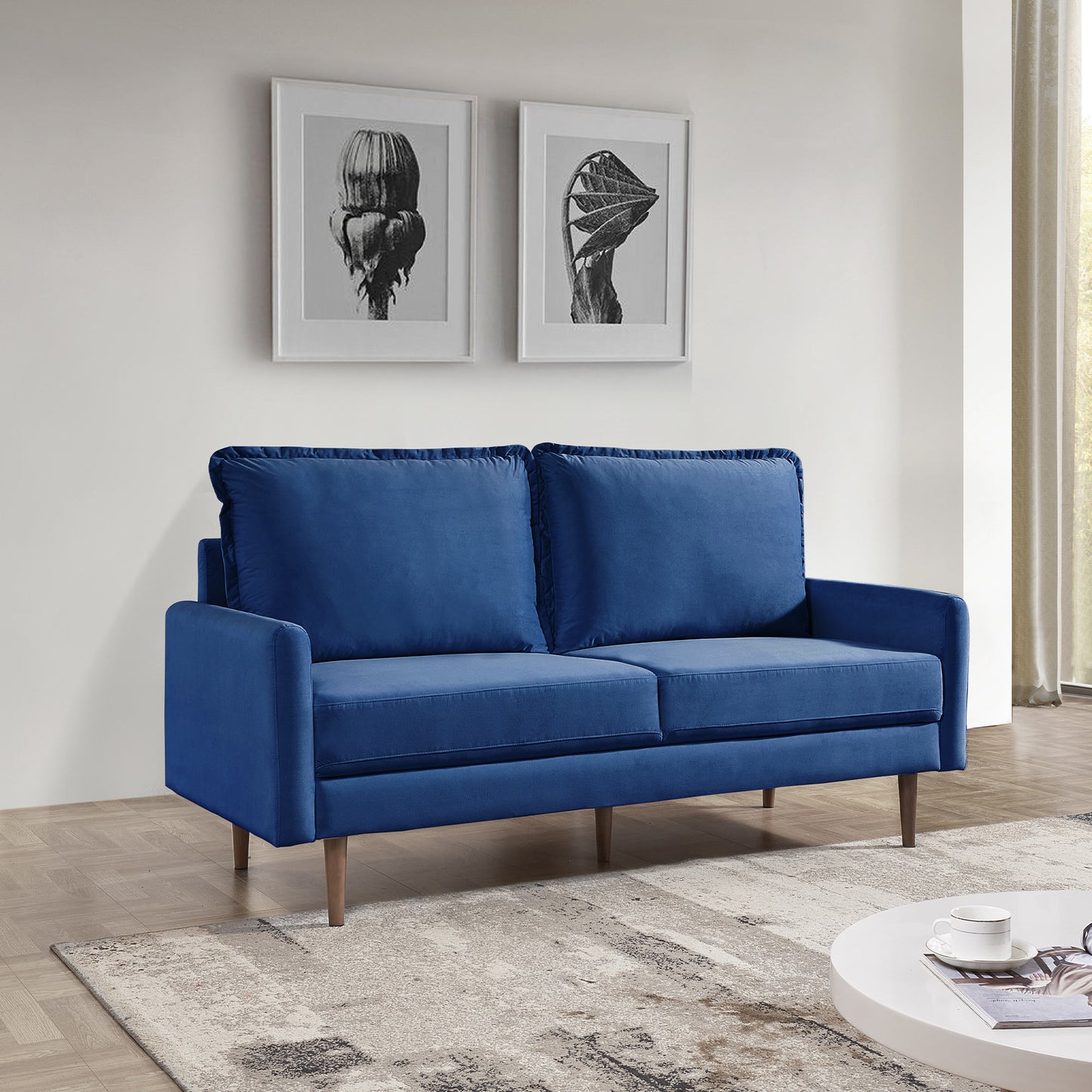 Zephyr 69" Upholstered Velvet Cambered Arm Sofa