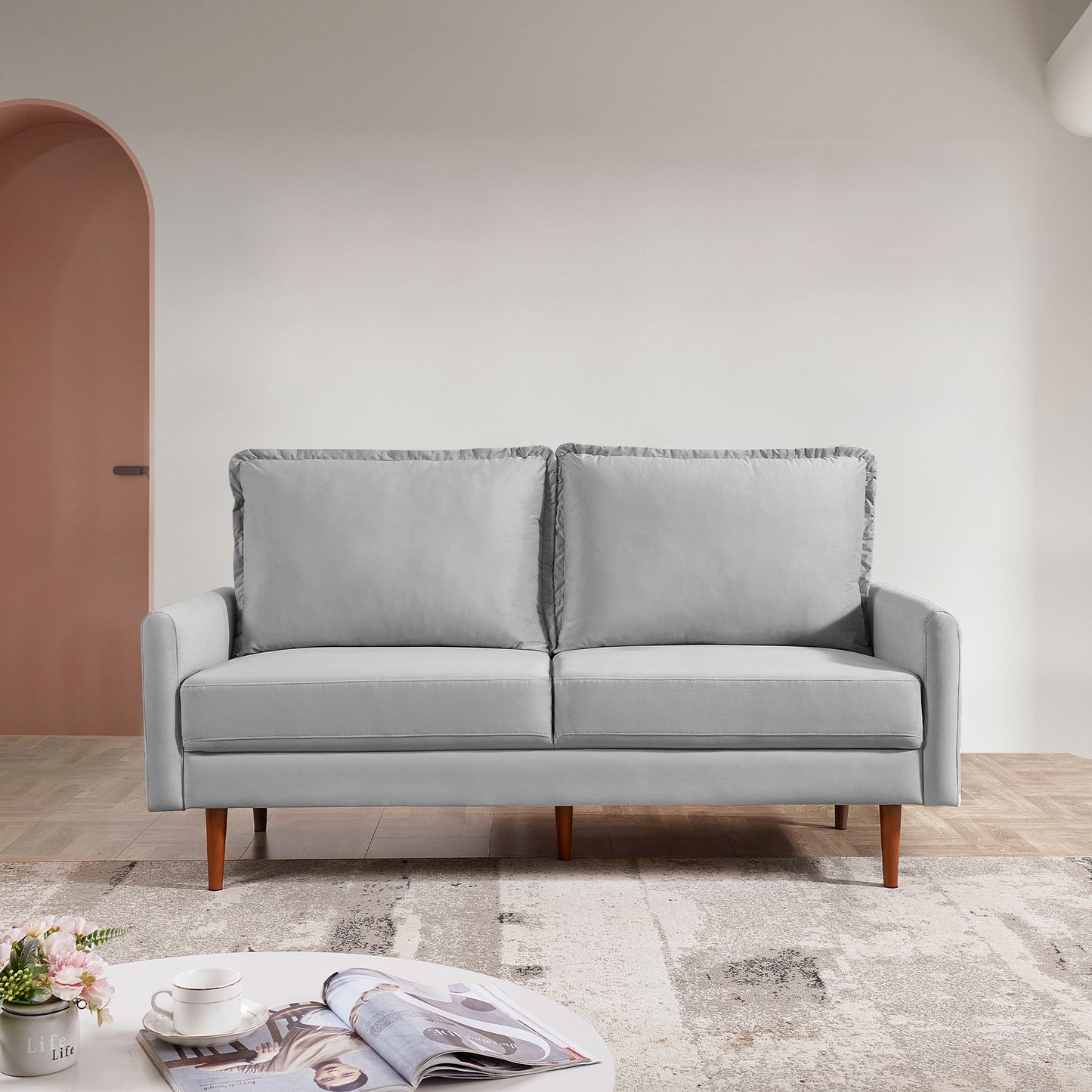 Zephyr 69" Upholstered Velvet Cambered Arm Sofa